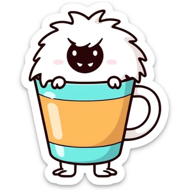 A furry coffee monster sticker