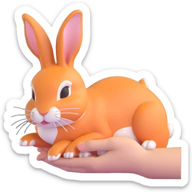 person petting rabbit sticker