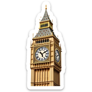 Cinematic Realistic Big Ben Landmark Emoji, showcasing the historic clock tower in exquisite detail rendered with dynamic lighting and rich textures that highlight its timeless grandeur. sticker