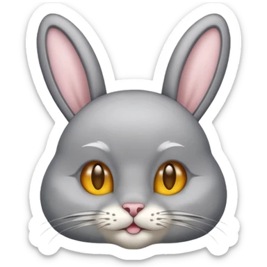cat emoji with soft bunny fur and upright bunny ears sticker