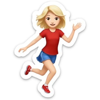 Happy girl skipping sticker