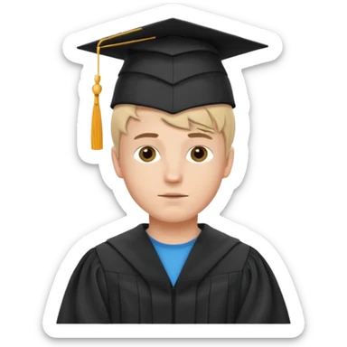 White Boy Collage Student with Student Hat on his Head sticker