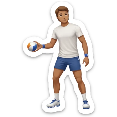 Jeune homme grand et costaud, brun qui joue à la pétanque sticker