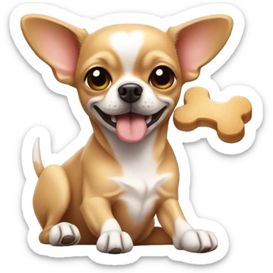 Tan chihuahua with dog bone sticker