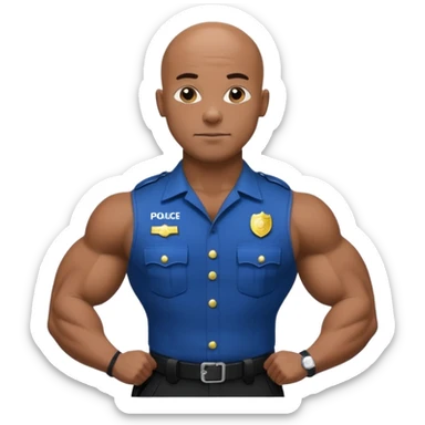 black bald police bodybuilder  sticker