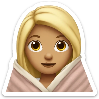 Blonde girl wrapped in blanket  sticker