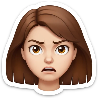 angry woman with brown hair sitting avoiding conversation sticker
