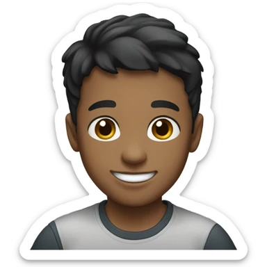 portrait of a boy with black hair sticker