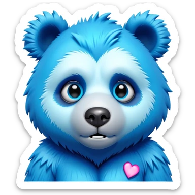 3D, adorable little Pixar style blue neon punk bear with a broken heart, ultra detailed, each lash, eye, and strand of fur is shown in stunning detail as though captured in a timeless photograph, rich textures, visually rich, so lifelike it feels like it could leap off the page at any moment sticker