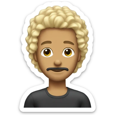 boy blonde with surfer curly hair and black beard sticker