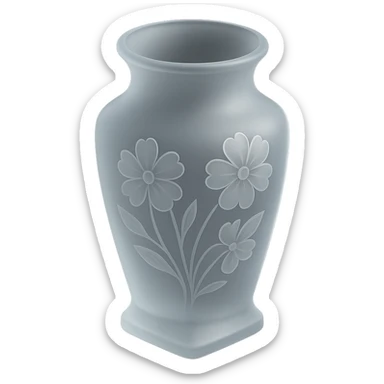 vase with floral patterns, frosted glass look, elegant and modern, matte glass style sticker