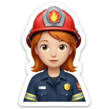 girl fireman with ginger hair sticker