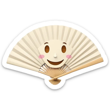 Paper fan with a cute smiling face sticker