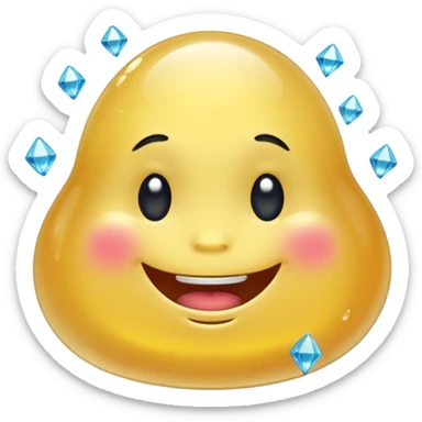 smiling blob clutching a diamond sticker