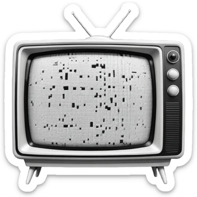 3D render of Static TV, digital glitch art aesthetic, data corruption visual, retro TV screen showing black and white noise, pixelated distortion, emoji style, isolated on white background --v 6.0. sticker
