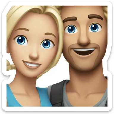 smiling couple selfie moment blue eyes sticker