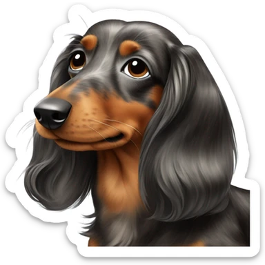 Long haired brindle dapple dachshund  sticker