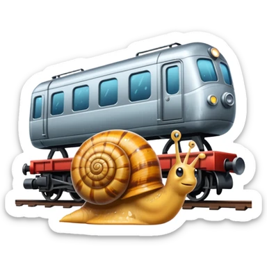 snail under the rain next to the train sticker