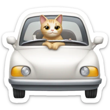 Cat in a car with a bottle of milk sticker