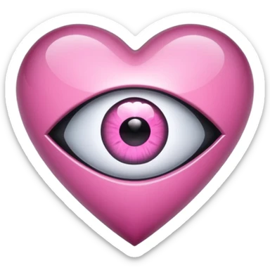 A black heart crystal with a pink eye in the center sticker