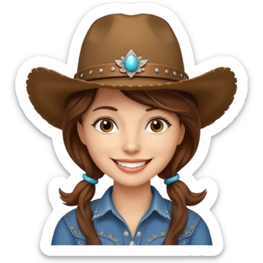 cowgirl with really cool cowgirl hat smiling sticker