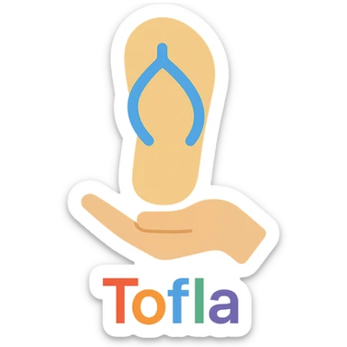 Add the text 'Tofla' on the icon in a colorful and modern style with transparent background. sticker