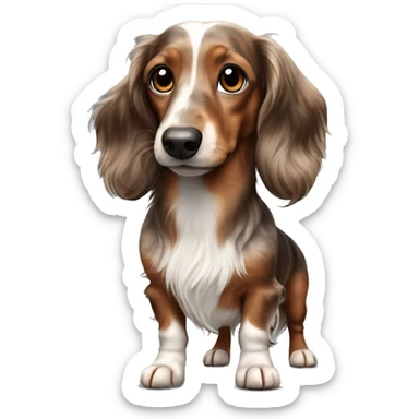 brown Merle long haired Dachshund full body sticker