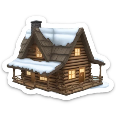 Log cabin winter sticker