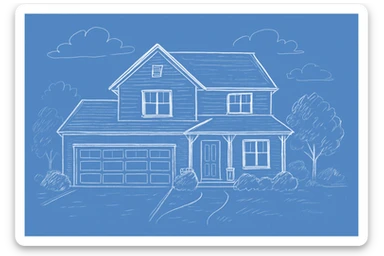 Create a header size 1200 x 800 that uses this image, but make it a white sketch, with a blue background, like the 2nd image sticker