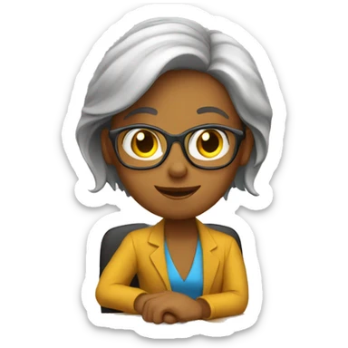 Teacher sitting at desk sticker