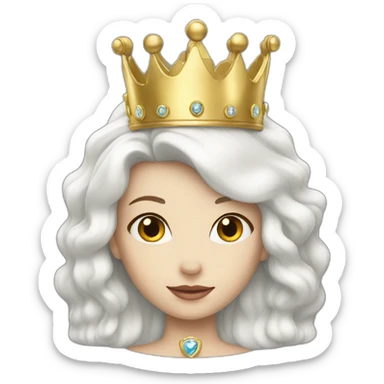 white queen and golden crown sticker