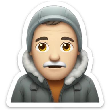 Man freezing with cold sticker