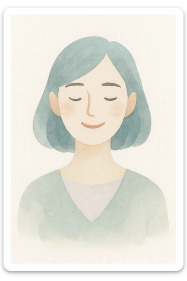 smiling woman, watercolor style sticker