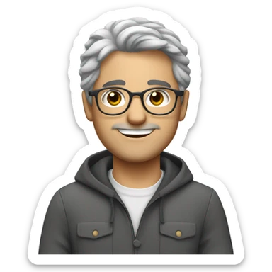 cute italian guy with gray hair, glasses and nice smi sticker
