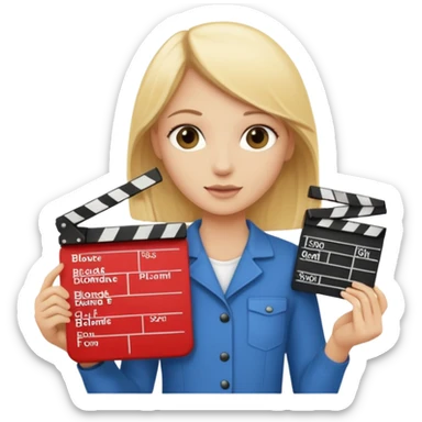 Blonde girl with film clapboard sticker