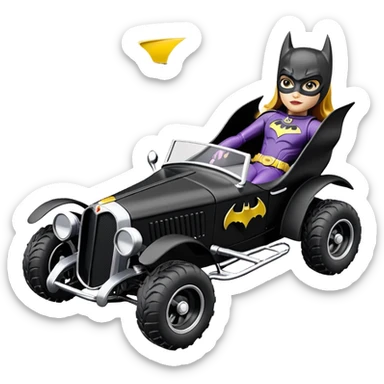 Hot wheels racing cartoons BatGirl’s sixty’s tv show 1932 stealth retro cat burglar sporty petite off-road pursuit mobile cruiser car (reclined seating position) sticker