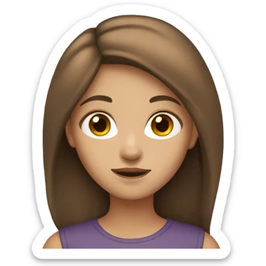 girl with brown hair and brown hair eyes sticker