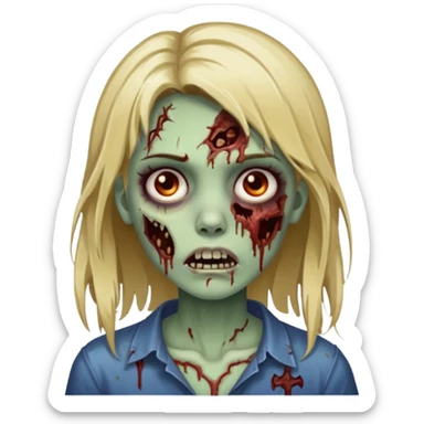 Create a zombie girl with dark hair and medium blonde highlights.  sticker