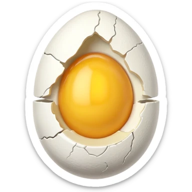 egg object icon, cracked egg with yolk, 3D cartoon, mobile game icon style, clean background, no text, no watermark
 sticker