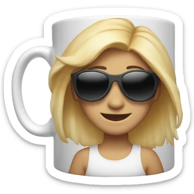girl smiling with boys mug everyone with sunglasses sticker