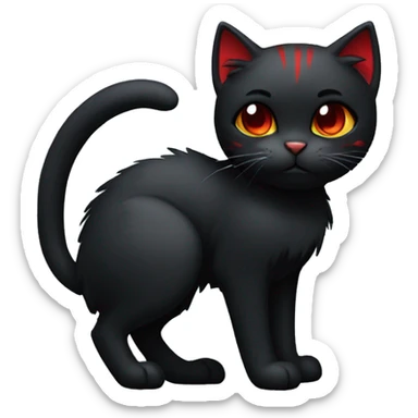 Anthro Edgy Cool Beautiful Black Cat with Emo Hair-bangs with Red Streaks sticker