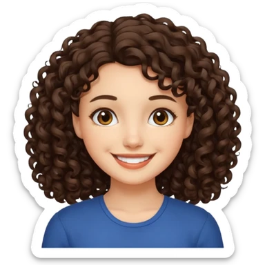 A brunette girl with medium-length curly hair. sticker