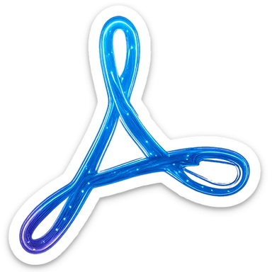Transform the Adobe Acrobat logo into a cyberpunk, holographic style with glowing neon blue and pink edges, circuit patterns throughout the logo, and a transparent background. Maintain the recognizable Acrobat 'A' shape, overlaying neon and circuit effects in the same futuristic, clean style as previous cyberpunk icons. The whole icon should have a consistent cyberpunk glow and intricate circuit details in a futuristic, clean style. sticker