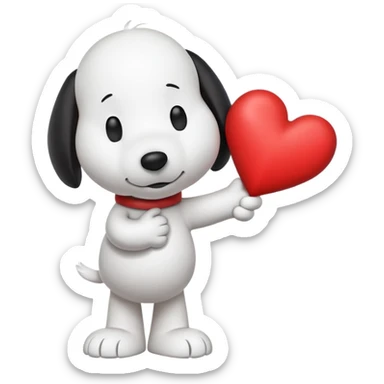 Snoopy holding a heart sticker