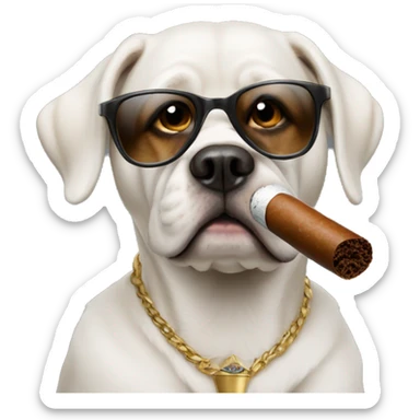 Dog wearing a top hot smoking cigar sticker