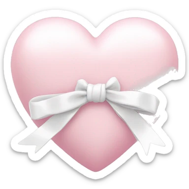Pastel pink heart with white bow sticker