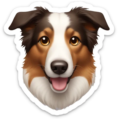 a border collie dog face with caramel fur around the eyes sticker