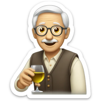 Old man with a glas of wine sticker