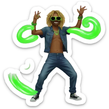 420 Rave party dancing neon smoking sticker