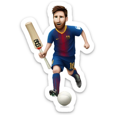 Messi playing cricket sticker